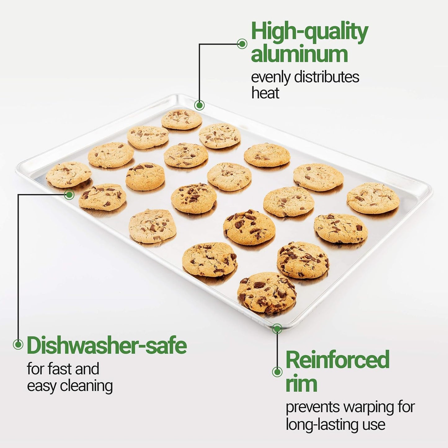 Restaurantware Met Lux Heavy-Duty Baking Sheet - 18 x 26 Inch Aluminum Cookie Sheet for Even Baking
