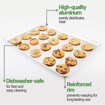 Restaurantware Met Lux Heavy-Duty Baking Sheet - 18 x 26 Inch Aluminum Cookie Sheet for Even Baking