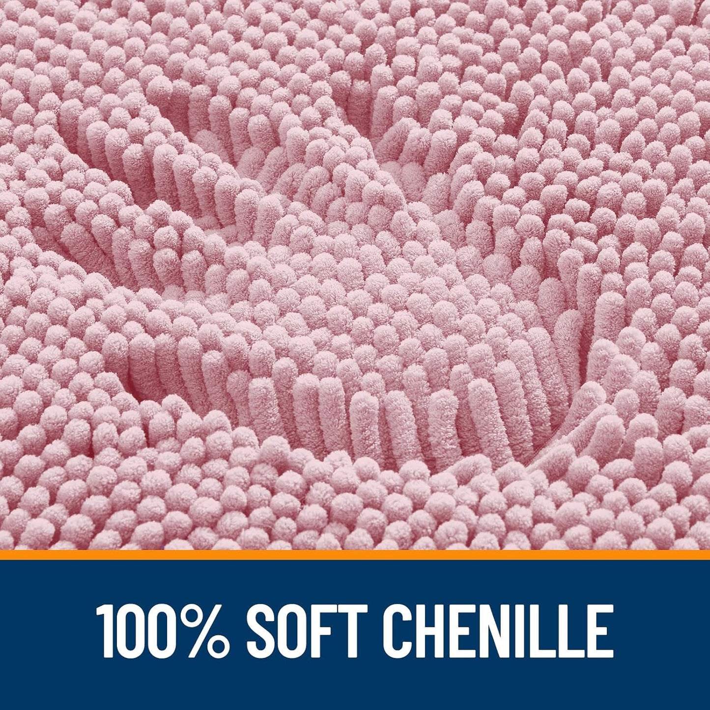 OLANLY Bath Rugs - Extra Soft Chenille with Rubber Backing - Quick Dry, Machine Washable, 24x16, Dusty Rose