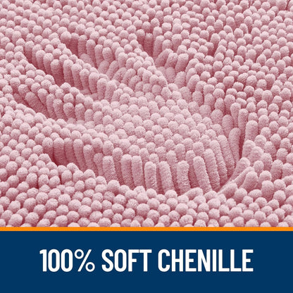OLANLY Bath Rugs - Extra Soft Chenille with Rubber Backing - Quick Dry, Machine Washable, 24x16, Dusty Rose