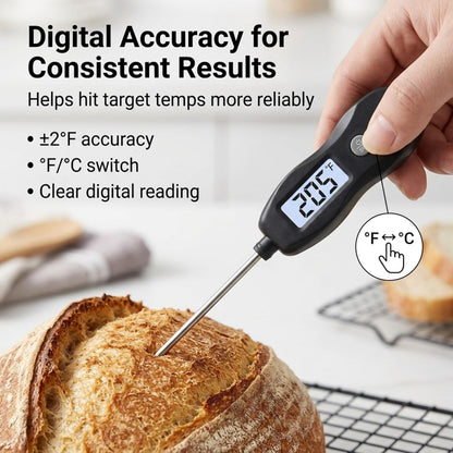 Meat Thermometer by [Brand Name] - Digital Instant Read with Backlight | Waterproof for BBQ, Grilling & Baking (Black)