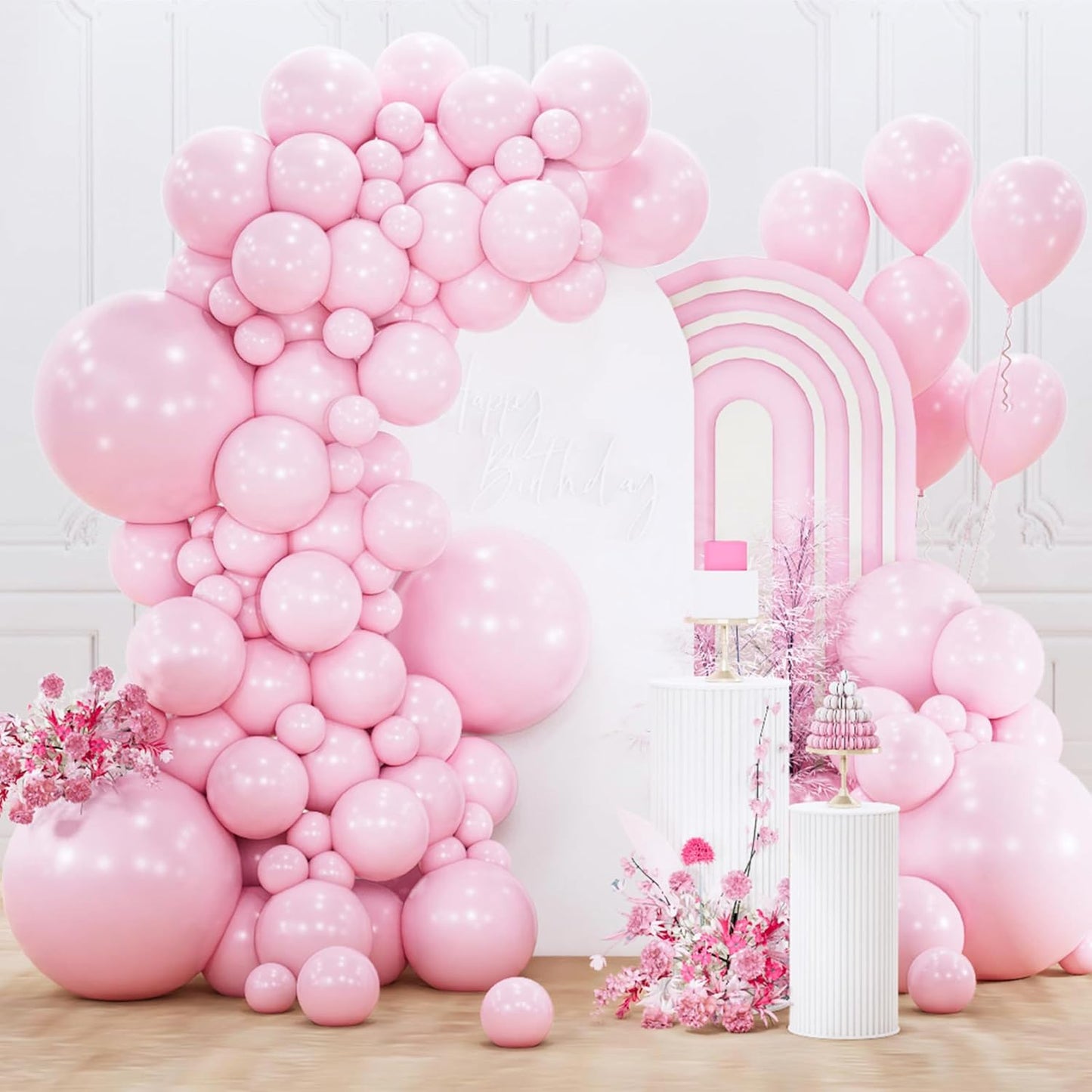 PartyWoo Light Pink Balloon Arch Kit - 152pcs in Various Sizes for Baby Showers & Birthday Parties