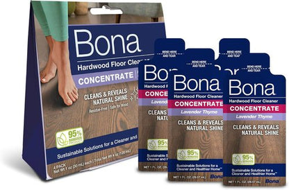 Bona Hardwood Floor Cleaner Concentrate - Lavender Thyme Scent, 1 Fl Oz (Pack of 4) | Residue-Free Spray Mop Refill for Wood Floors