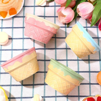 Honeydak Ice Cream Bowls - 9 oz Reusable Waffle Dessert Cups | Perfect for Summer Parties & Snacks