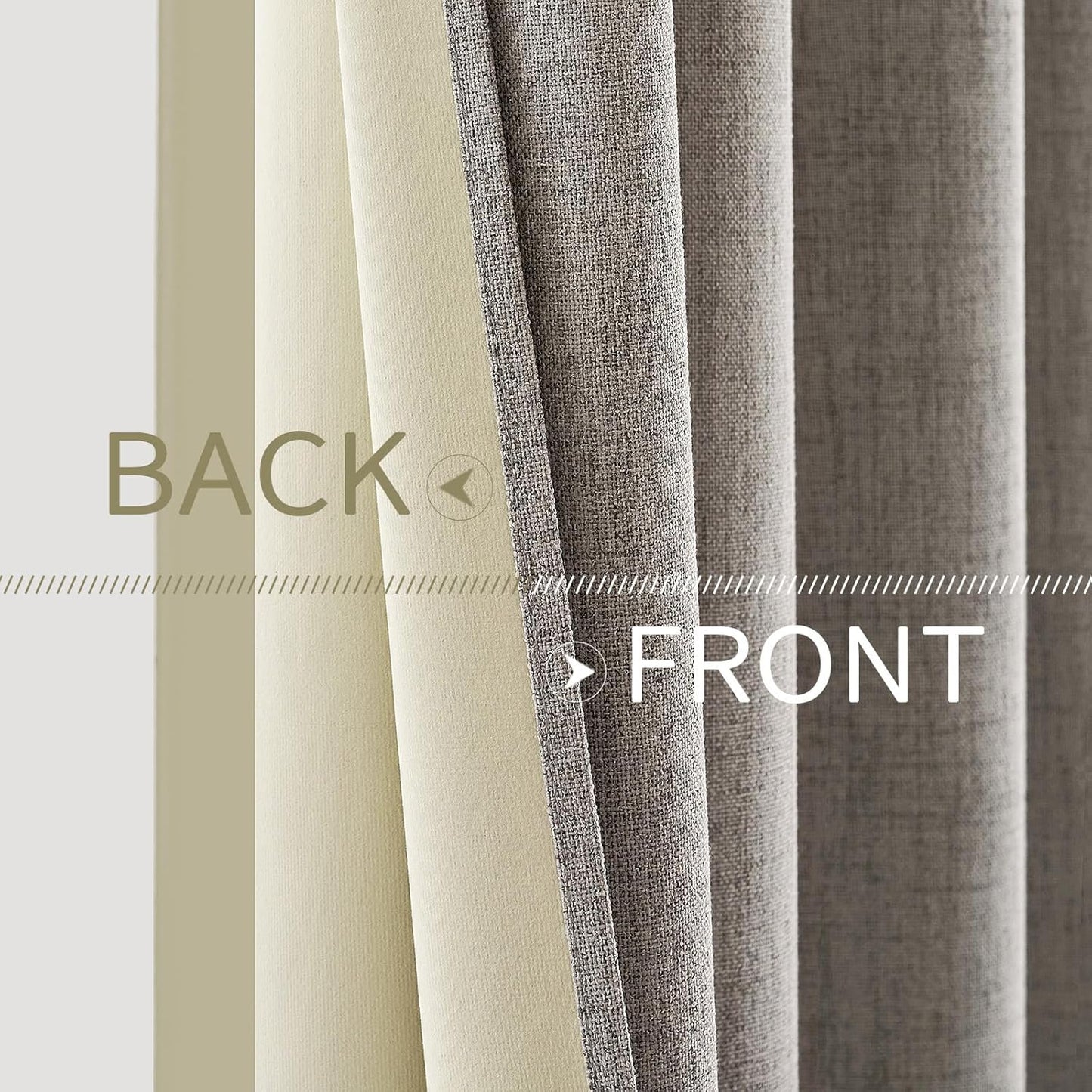 MIULEE Blackout Linen Textured Curtains - Thermal Insulated Room Darkening Drapes | Warm Taupe, 52 x 63 Inch (2 Panels)