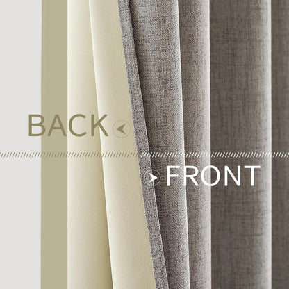 MIULEE Blackout Linen Textured Curtains - Thermal Insulated Room Darkening Drapes | Warm Taupe, 52 x 63 Inch (2 Panels)