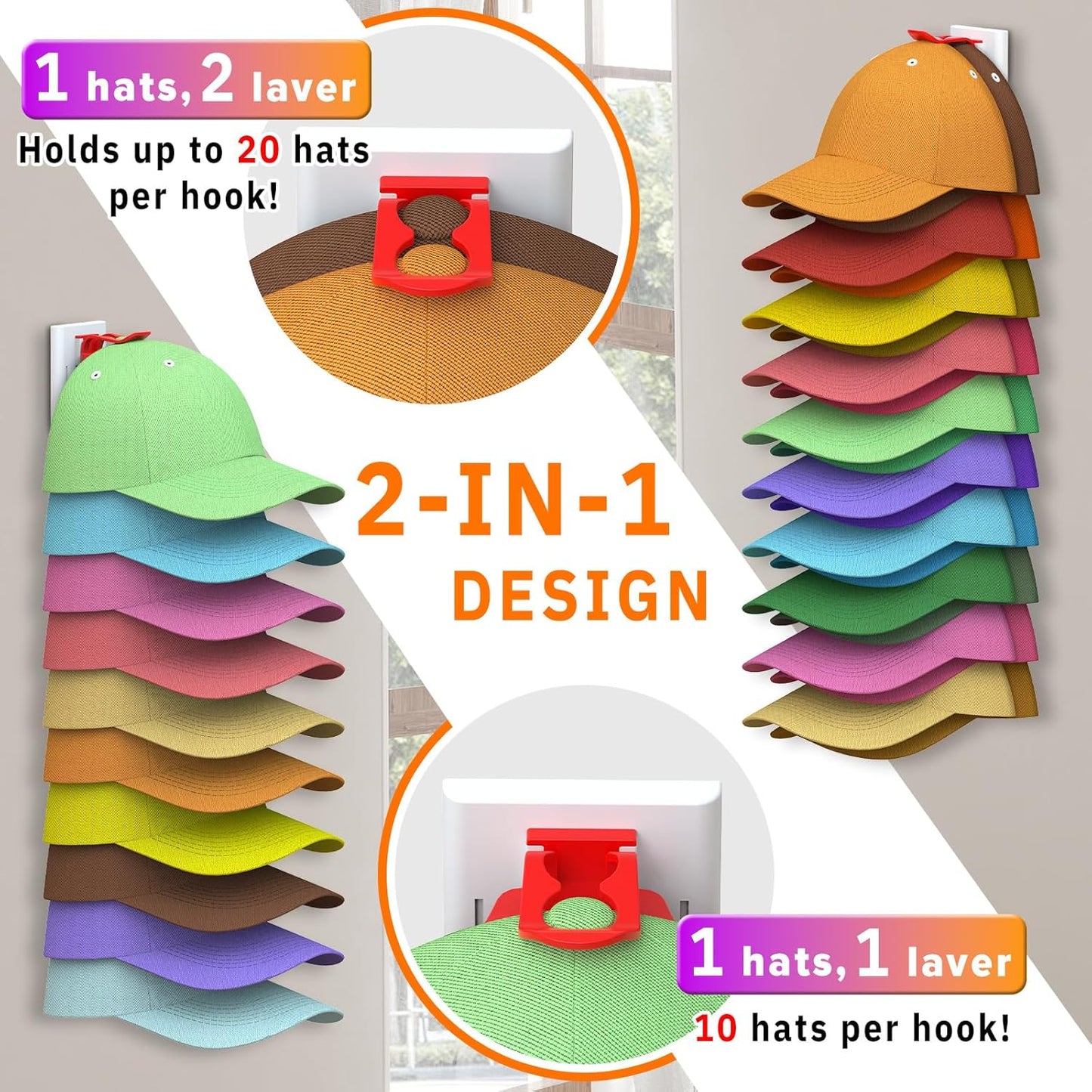 Metal Legging Organizer & Space-Saving Hat Rack - Holds 20 Leggings & 40 Caps | Ideal for Jeans & Sportswear