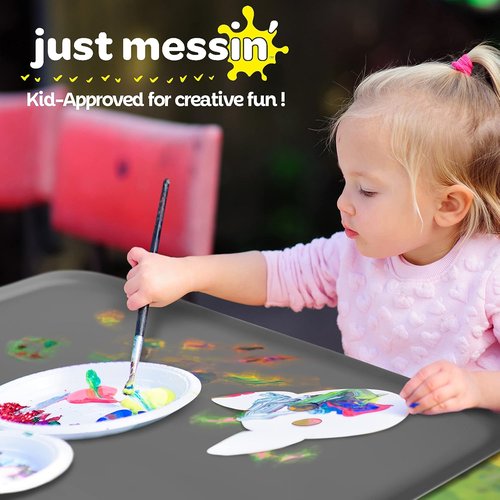 Just Messin’ Silicone Art Mat - Reusable Non-Slip Heat-Resistant Craft Mat with Raised Edges | 16"x26", Gray