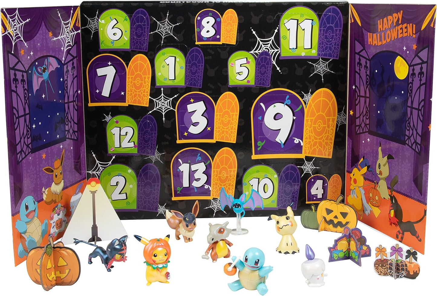 Pokemon Halloween Advent Countdown Calendar 2021 - 13 Pieces with 10 Toy Figures & 3 Accessories | Ages 4+