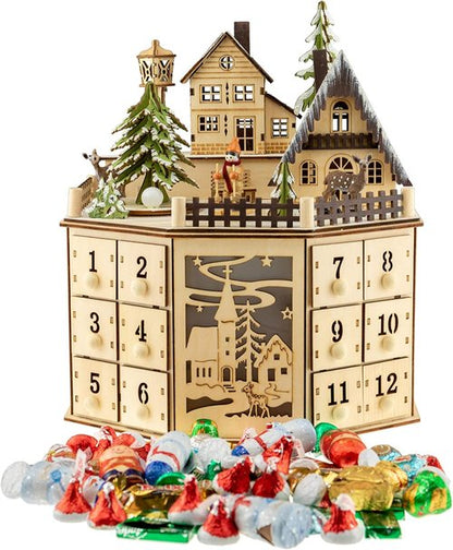 Clever Creations Wooden Christmas Advent Calendar - LED Countdown Decoration | Round Village Design