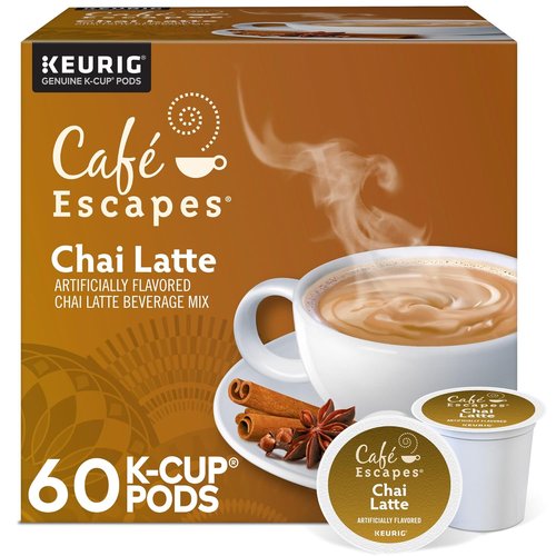 Café Escapes Chai Latte K-Cup Pods - 60 Count of Creamy, Spiced Flavorful Tea