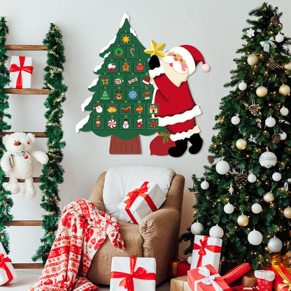 Watersay Christmas Tree Advent Calendar - Felt Countdown Calendar with 24 Pockets for Kids | Reusable Wall Hanging Decorations