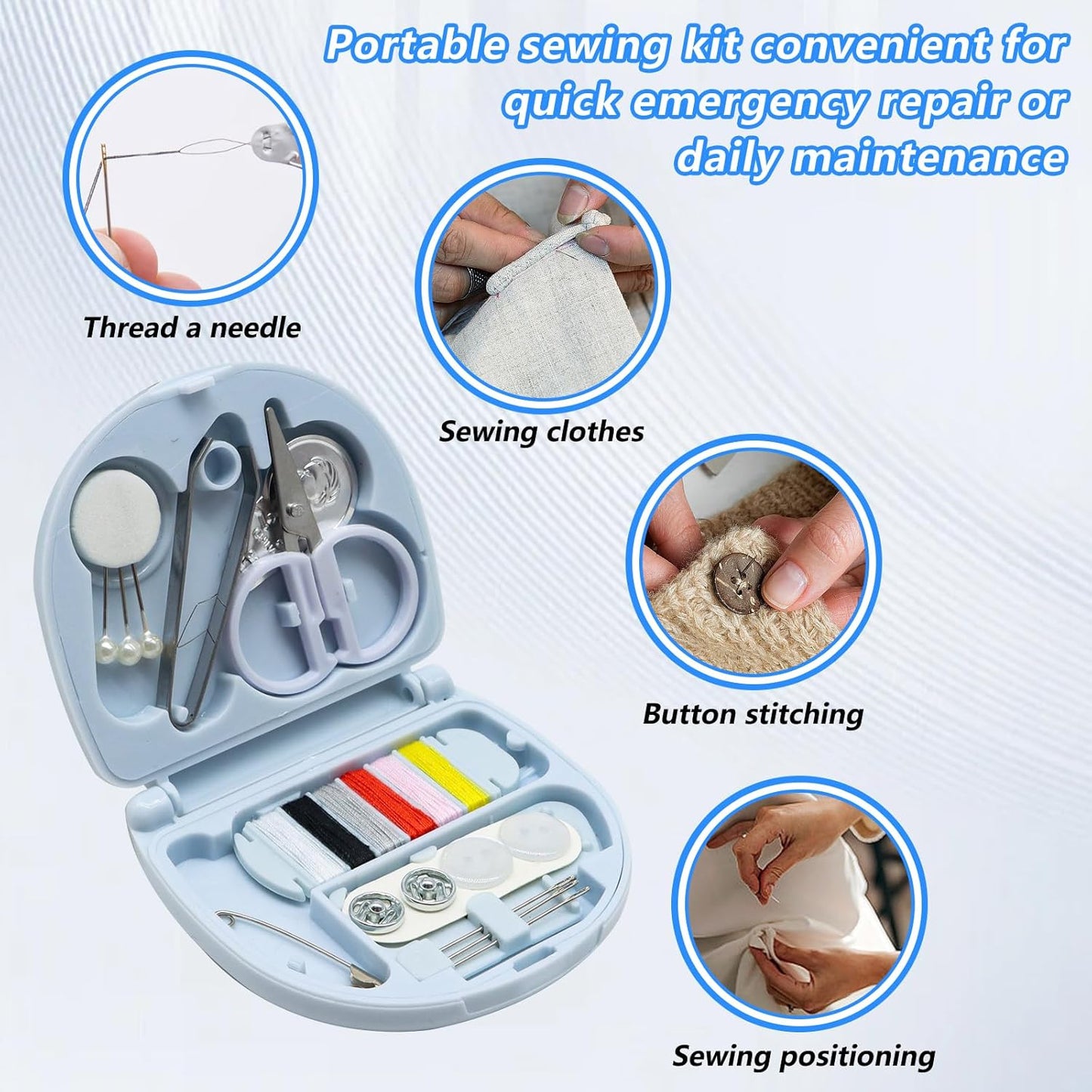 Yasdyri 4 Pack Mini Sewing Kit, Portable Sewing Kit for Travel, Mini Travel Sewing Kit TSA Approved Mini Sewing Box Kit with Threads Scissors Hand Sewing Needles
