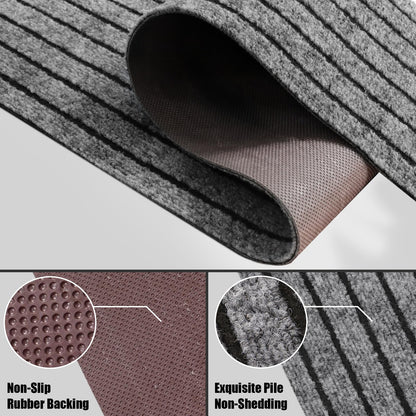 Runner Rug 2' x 6' Outdoor/Indoor, Rug with Natural Rubber Backing Non Slip for Hallway, Kitchen, Patio, Laundry, RV, Entryway, Garage, Bathroom, Area Rug Carpet, Grey Strip, Custom Size
