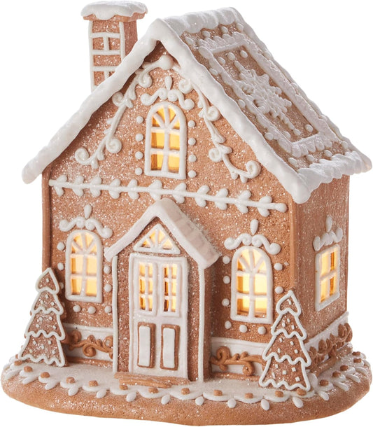 One Holiday Way 12-Inch Lighted Gingerbread House - Elegant Christmas Village Tabletop Decoration with Timer