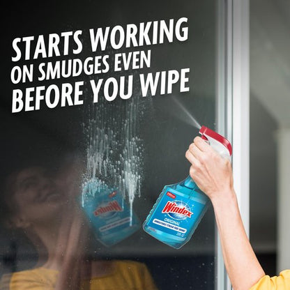 Windex Glass and Window Cleaner Spray Bottle, Packaging Designed to Prevent Leakage and Breaking, Surface Cleaning Spray, Original Blue Scent, 23 Fl Oz