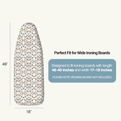 UniSimp Ironing Board Cover - Extra Thick Natural Cotton, Scorch & Stain Resistant | 18"x49" Taupe