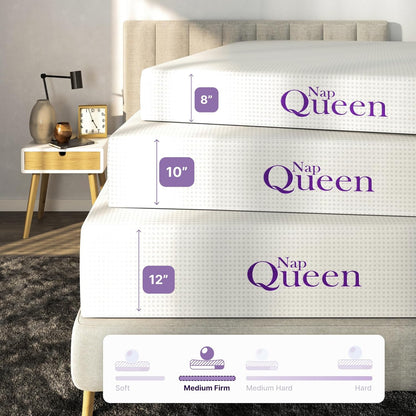 NapQueen Twin Size Mattress - 8 Inch Bamboo Charcoal Memory Foam for Ultimate Comfort