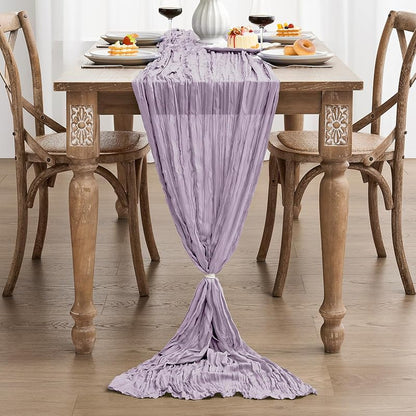 Lilac 3-Piece Cheesecloth Table Runner Set, 35 x 120 in – Boho Rugged Rustic