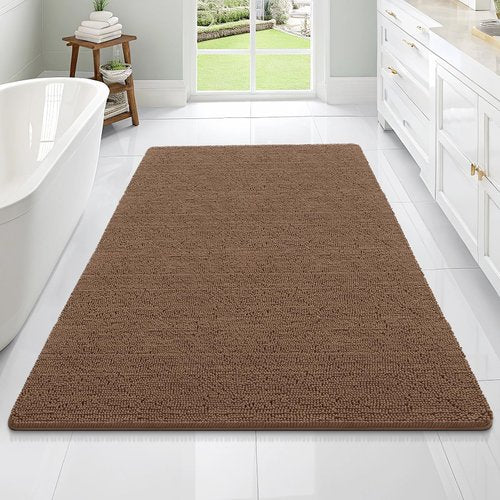 OLANLY Bathroom Rugs 70x46, Extra Soft Absorbent Chenille Bath Rugs, Rubber Backing Quick Dry, Machine Washable Bath Mats for Bathroom Floor, Tub and Shower, Home Decor Accessories, Mocha