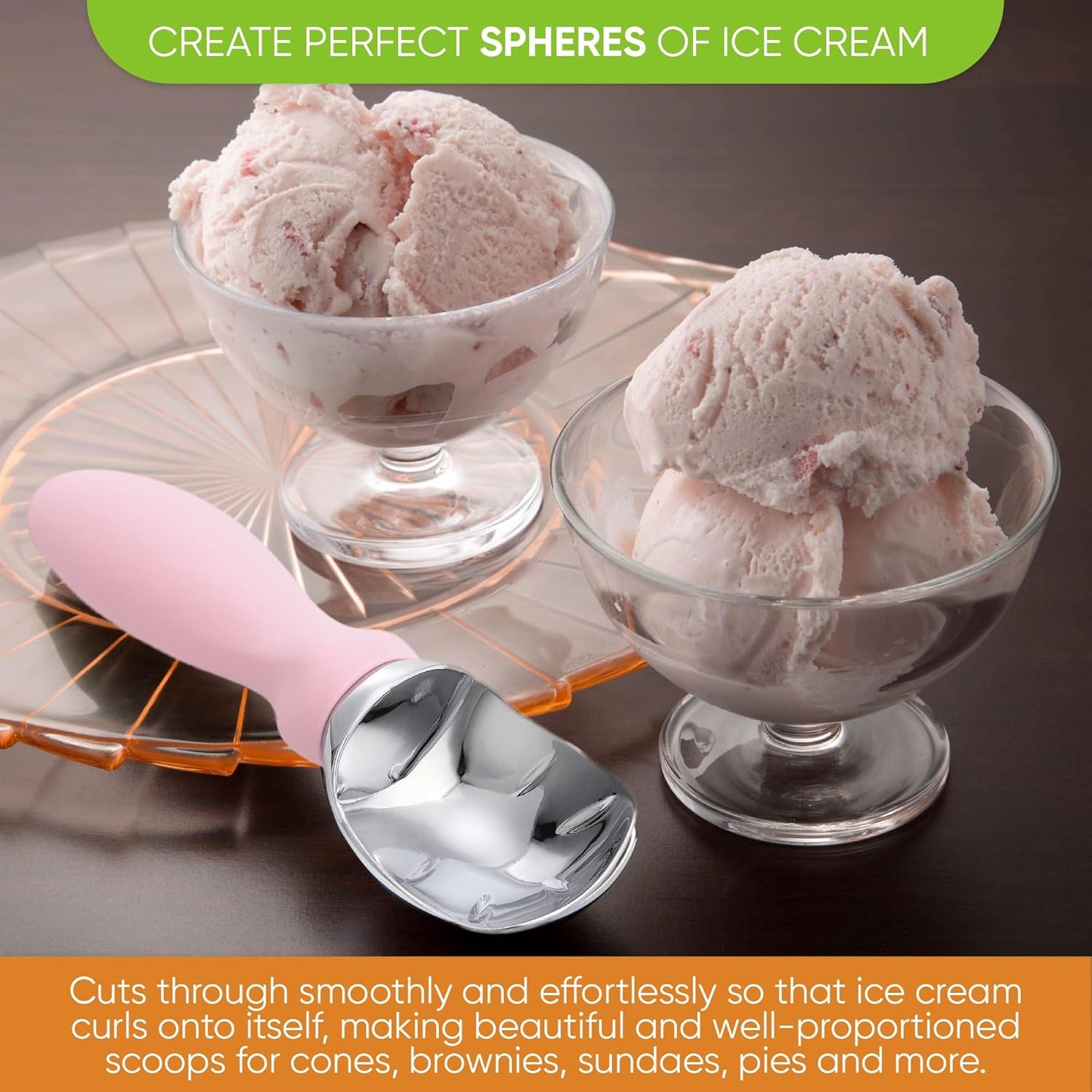 Spring Chef Ice Cream Scoop - Professional Heavy-Duty Scooper with Soft Grip Handle | Perfect for Gelato, Sorbet, Cookie Dough