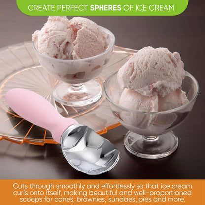 Spring Chef Ice Cream Scoop - Professional Heavy-Duty Scooper with Soft Grip Handle | Perfect for Gelato, Sorbet, Cookie Dough