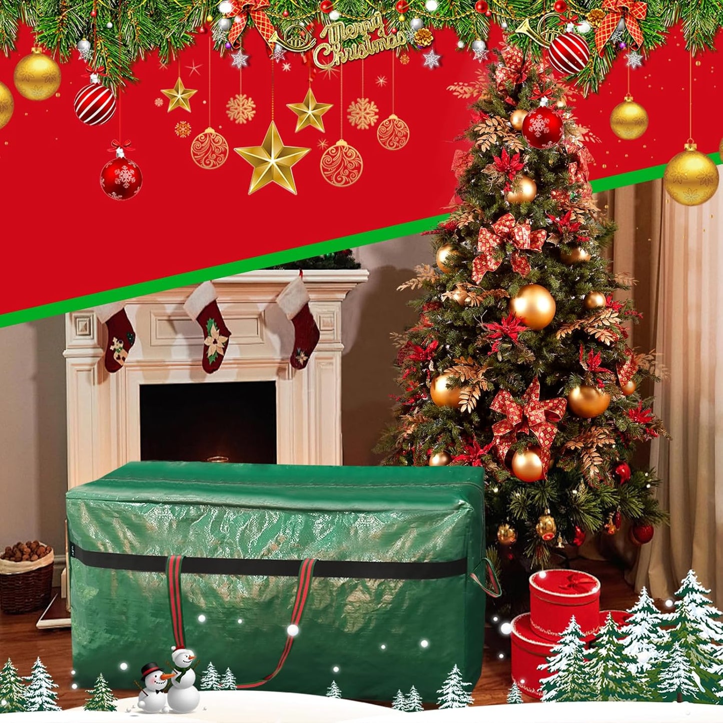 Skiennix Christmas Tree Storage Bag - Waterproof & Tearproof for 7FT/6FT Trees | Easy Transport & Organization