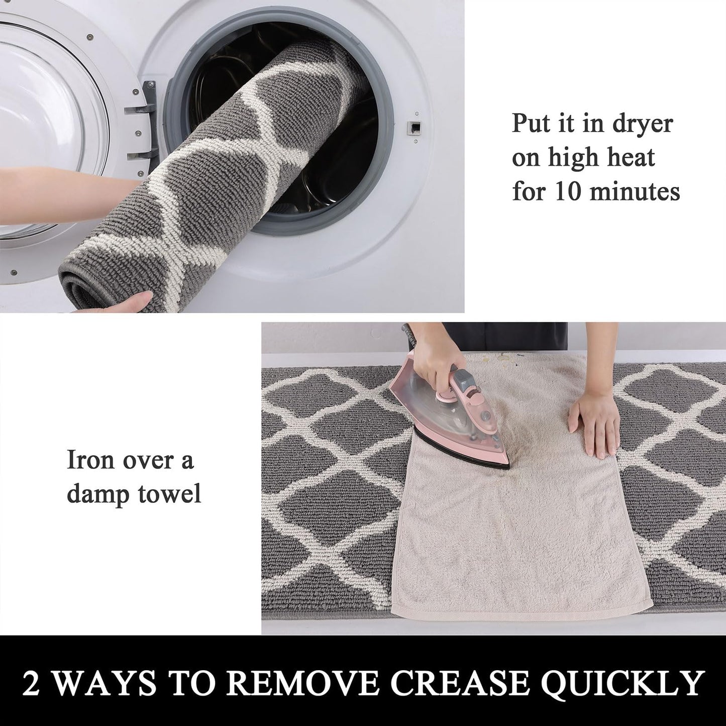 SHACOS Washable Runner Rug 20"x59" Dirt Trapping Non Slip Rubber Backing Rug Runner Floor Mats Carpet Runners for Entryway Hallway Kitchen Garage Laundry Room, Light Gray