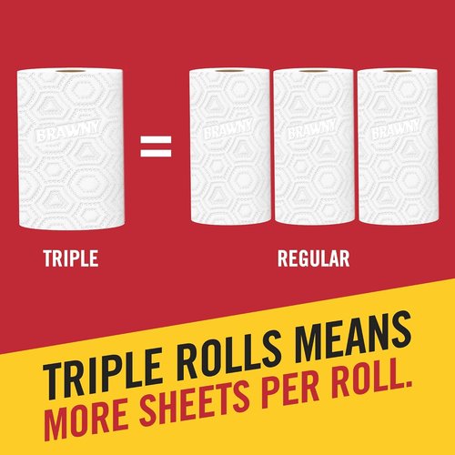 Brawny Flex Paper Towels - 8 Triple Rolls (24 Regular Rolls) | Tear-A-Square with 3 Sheet Size Options