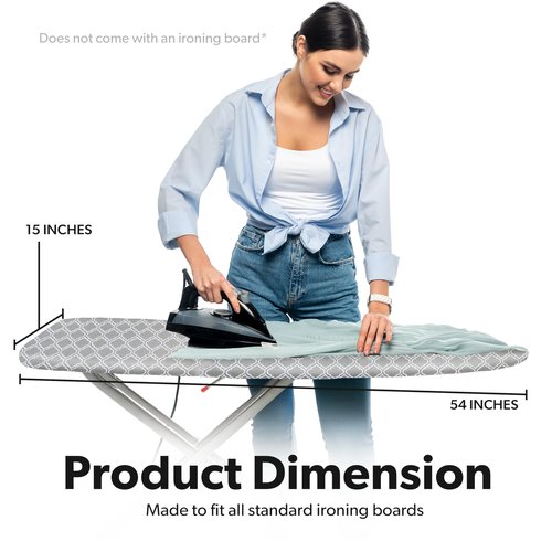 Home Intuition Iron Scorch Resistant Ironing Board Cover and Pad, 15x54, Standard Size Coated Thick Padding