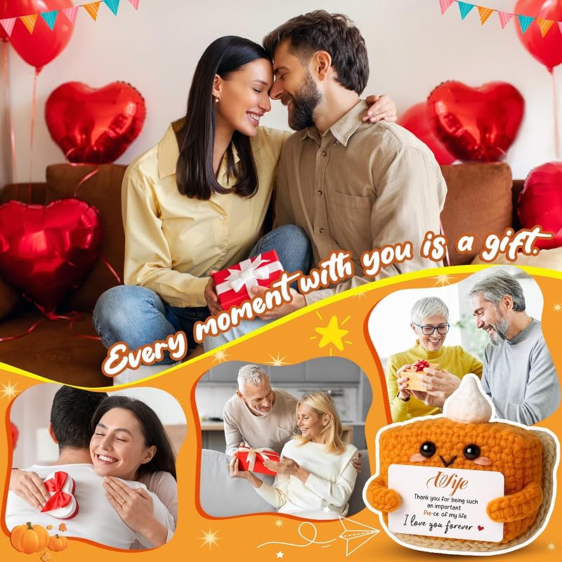 Wife Crochet Mini Pumpkin Pie Plush - Halloween Gift from Husband | 2.36" Decorative Plush