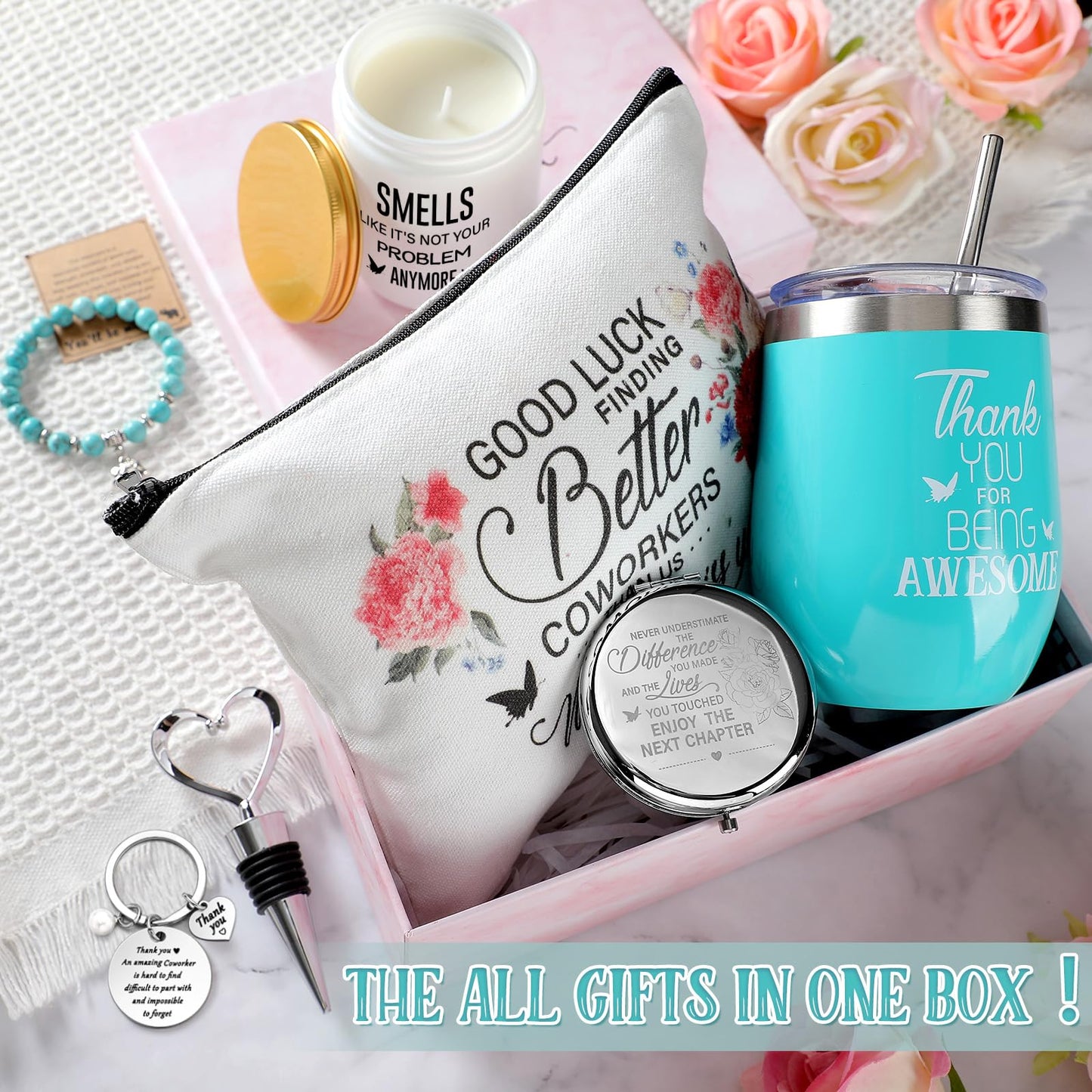 Perthlin Farewell Gifts Coworkers Going Away Gift for Women Lucky Goodbye Box for Coworker Lady Manager Employee(Thank You)