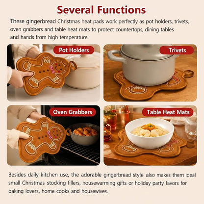 Willbond 12 Pcs Gingerbread Man Christmas Pot Holders, Red & Brown