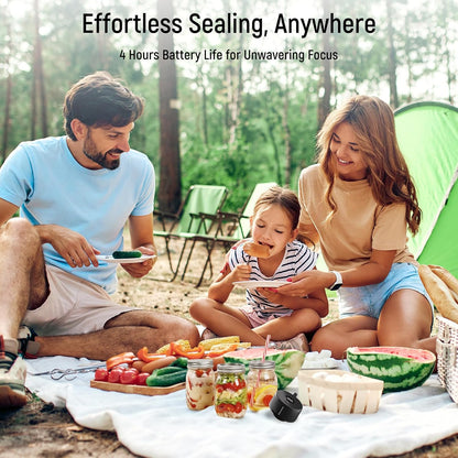 Skiennix 3-in-1 Electric Mason Jar Vacuum Sealer Kit - Auto-Stop, One-Handed Operation, 4-Hour Battery Life for Food Storage