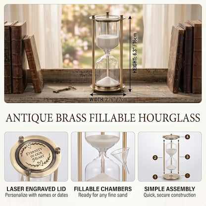 Personalized Engraved Vintage Hourglass Urn for Ashes – Memorial Sand Clock