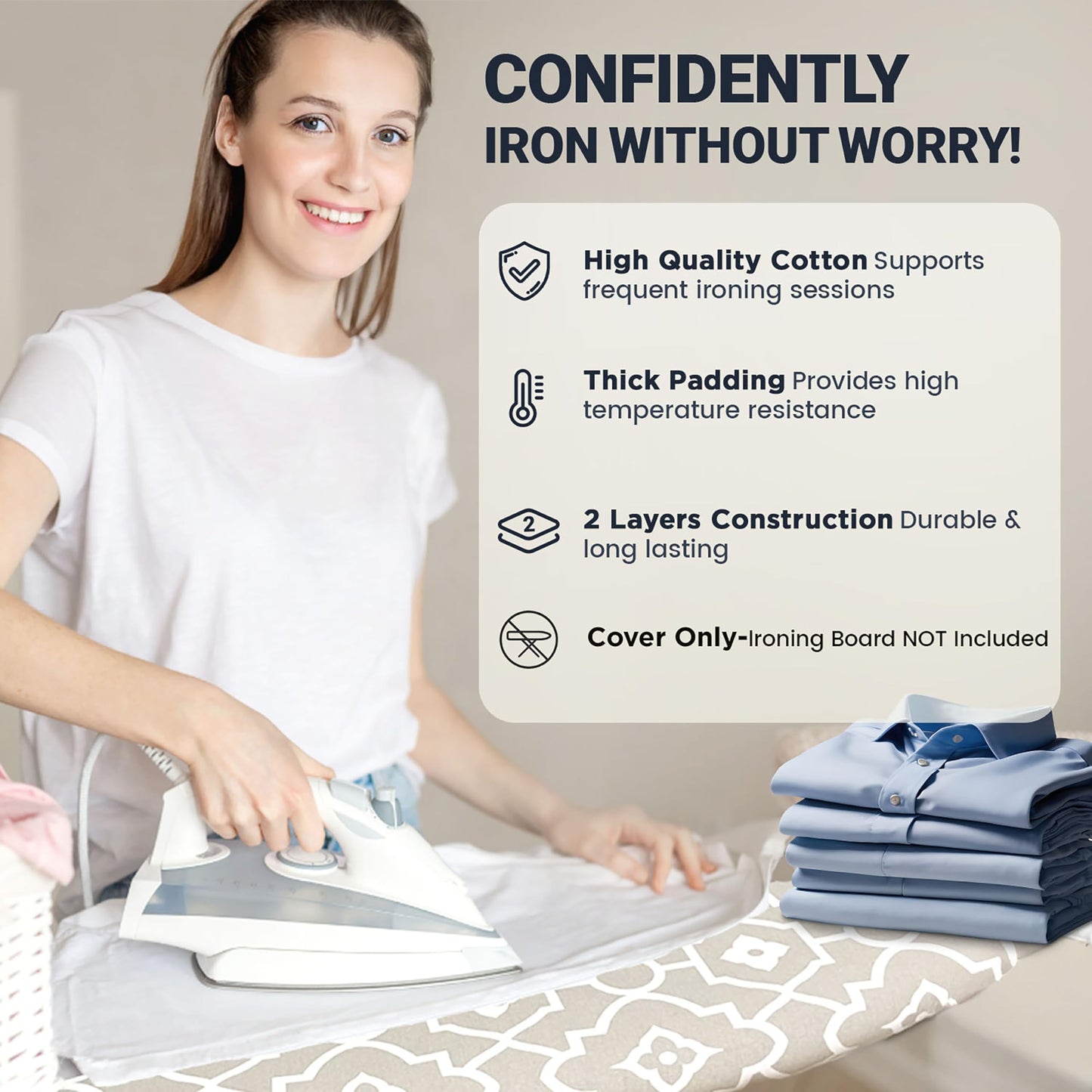 UniSimp Small Ironing Board Cover and Pad 12"x32" Small Iron Board Cover with Padding,Tabletop Mini Ironing Board Cover and Pad Small Size, Cotton Canvas, Heat Resistant, Drawstring Closure Geometric