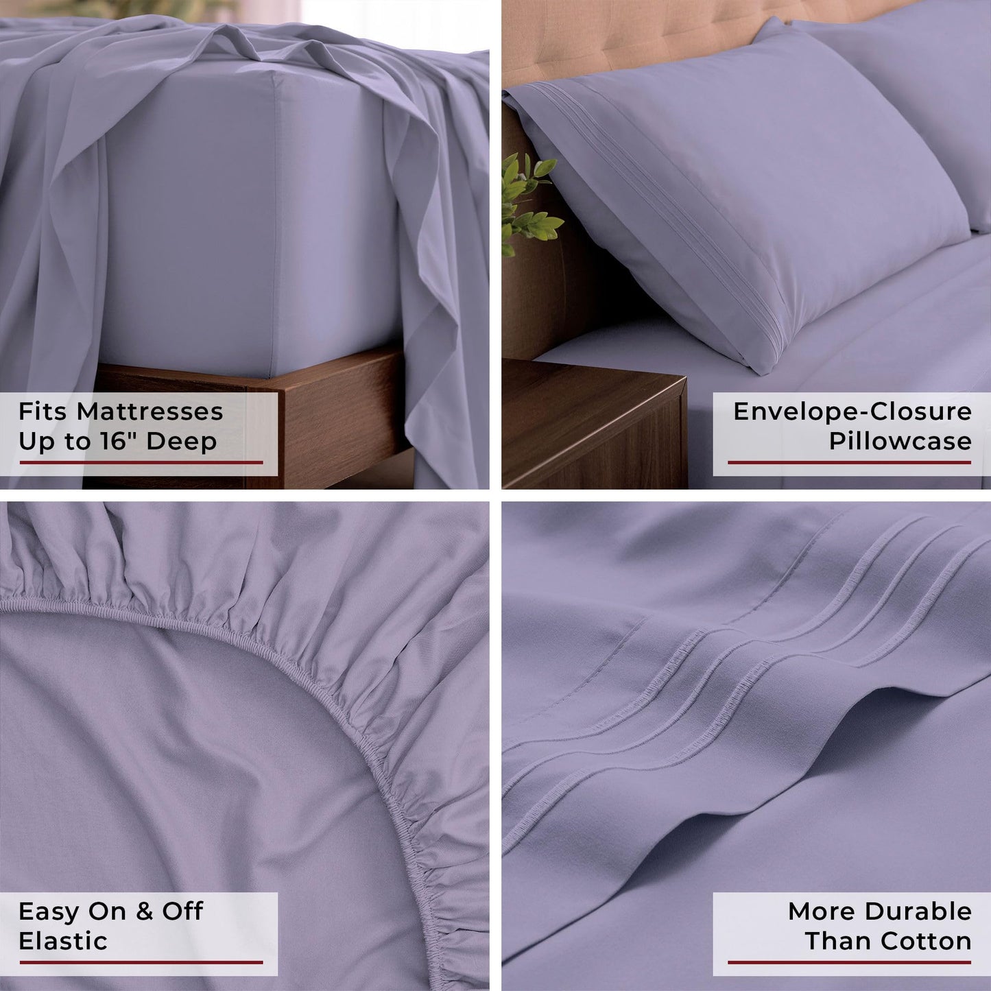 Mellanni California King Sheets Set - 4 PC Iconic Collection Bedding - Hotel Luxury, Extra Soft, Cooling Bed Sheets - Wrinkle, Fade, Stain Resistant (Cal King, Violet)