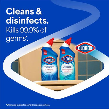 Clorox Toilet Bowl Cleaner - Bleach Formula for Deep Cleaning | 24 Fl Oz, Rain Clean Scent