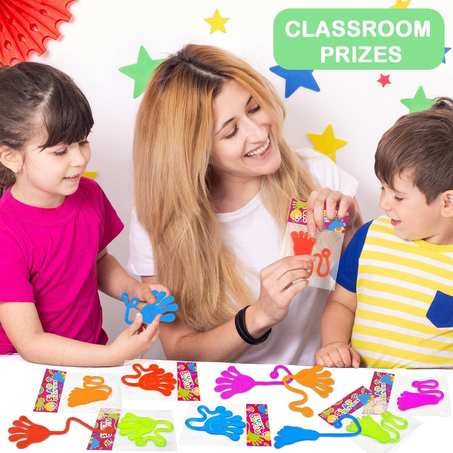 Skiennix Bulk Party Favors - 200 PCS Goody Bag Stuffers with Sticky Hands & Feet | Non-Candy Treats for Kids