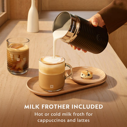 Nespresso Vertuo Plus Coffee and Espresso Maker by Breville, Ink Black with Aeroccino Milk Frother