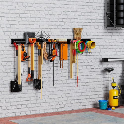 Garage Tool Organizer by [Brand Name] - Wall Mounted, Adjustable 64-Inch Rack for 20 Tools, Holds Up to 900lbs