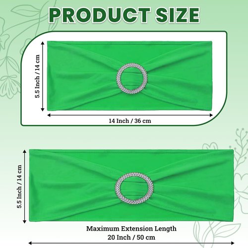 MDS Spandex Chair Sashes - Universal Fit Elastic Stretch Bands with Buckle for Weddings | Light Green - Pack of 250