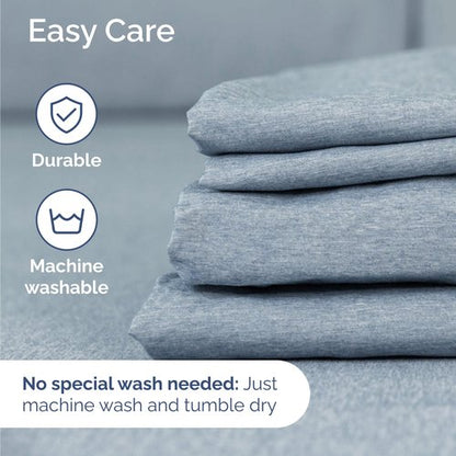 Twin Size 3 Piece Sheet Set - Comfy Breathable & Cooling Bed Sheets Set - Hotel Luxury Bedding for Women, Men, Kids, Teens, Boys & Girls - Deep Pockets, Soft & Wrinkle Free - Blue (Heathered Sheets)