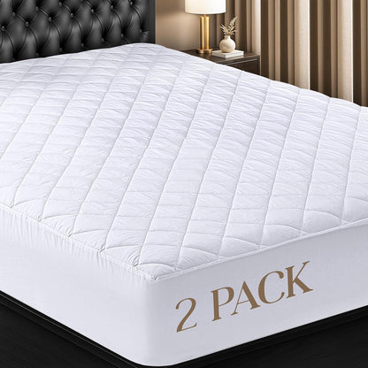 Utopia Bedding King Size Quilted Fitted Mattress Pad - Deep Pocket Protector, Machine Washable | White