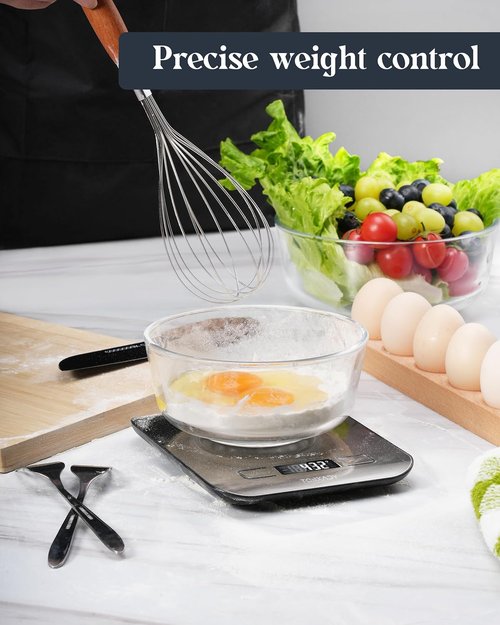 Digital Kitchen Scale by [Brand Name] - 11lb Capacity with LCD Display & Tare Function | Compact 304 Stainless Steel Design for Baking & Meal Prep