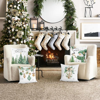 Bonhause Christmas Throw Pillow Covers 20x20 Inch Set of 4 — Winter 5+20"x20" Variation