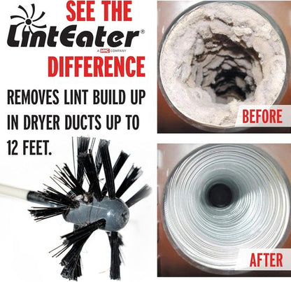 Gardus RLE202 LintEater Dryer Vent Cleaning Kit - Removes Lint, Extends Up to 12’ with 4 Flexible Rods