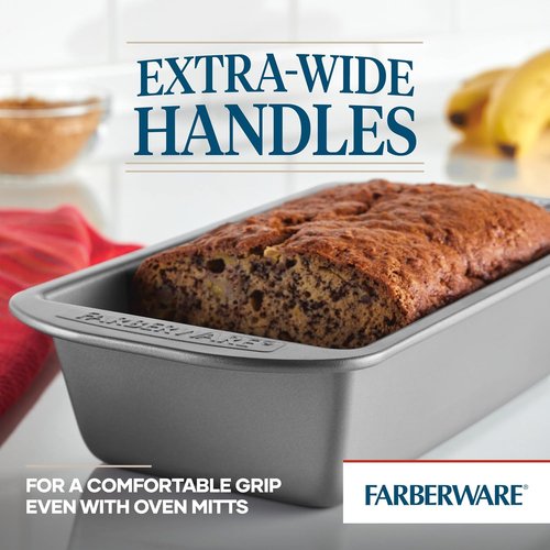 Farberware Bakeware Nonstick Meatloaf Pan Set - Two 9-Inch x 5-Inch Pans in Gray