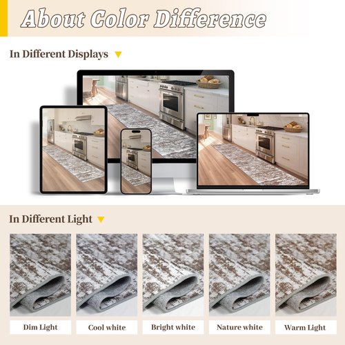 TTelephant Runners for Hallways Ultra Non-Slip 2x10 Long Runner Rugs Washable Abstract Tear and Stain Resistance No Pile Lightweight Modern Rug Runners for Entryway, Kitchen, Walkway, Entrance, Brown