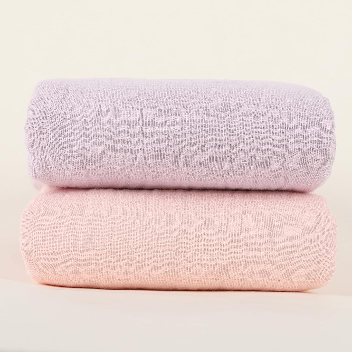 Skiennix Muslin Swaddle Blankets - Soft & Breathable 100% Cotton, 2 Pack, 40 x 40 Inches | Pink & Purple Baby Essentials